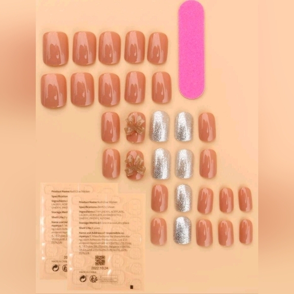 3D Bows & Glitter Press On Nails - Picture 3 of 14